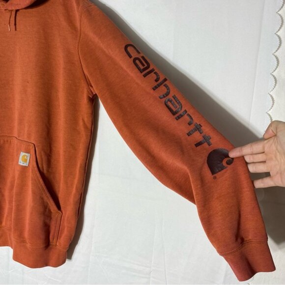 Carhartt Orange Heavily Distressed Pullover Hoodie M - Picture 10 of 16